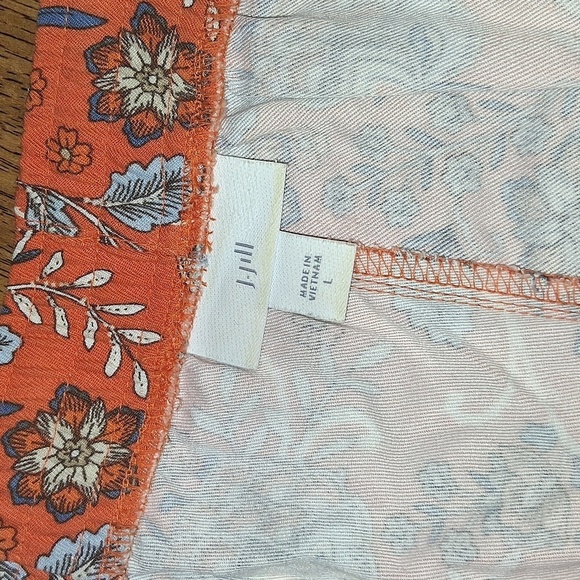 Women’s J. Jill Soft Rayon Twill Orange Floral Shorts Boho L - Picture 4 of 5